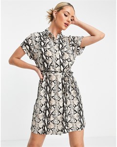 Бежевое платье рубашка мини Vero moda