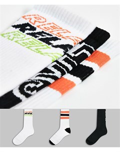 Набор из 3 пар носков разных цветов с принтами Bershka