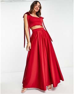 Насыщенно красная юбка макси с карманами от комплекта True violet