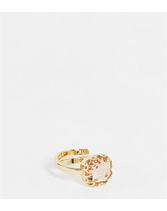 Эксклюзивное регулируемое кольцо с покрытием из 22 каратного золота и бледно розовым кристаллом Excl Big metal london