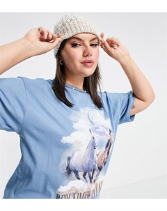 Голубая футболка с принтом лошадей Inspired Plus Reclaimed vintage