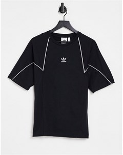 Черная премиум футболка со вставками Adidas originals