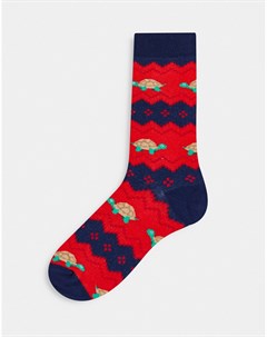 Новогодние носки до щиколотки с узором Фэйр Айл и черепашками Asos design