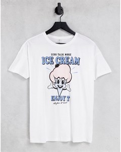 Белая футболка с принтом мороженого Only