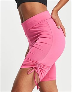 Ярко розовые облегающие спортивные шорты леггинсы с завязками по бокам Threadbare fitness