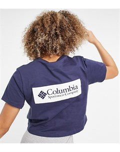 Темно синяя укороченная футболка с принтом на спине North Cascades эксклюзивно для ASOS Columbia