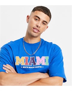 Синяя oversized футболка с надписью Miami эксклюзивно для ASOS Only & sons