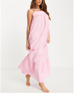 Розовое ярусное пляжное платье макси Asos design