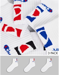 Набор из 3 пар носков до щиколотки с рисунком на заднике синего красного и черного цветов Champion