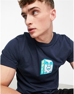 Темно синяя футболка с логотипом с лицом Obey