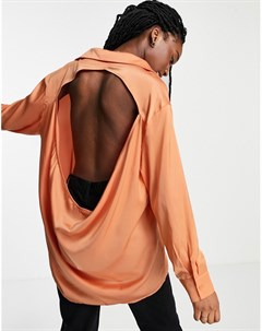 Оранжевая атласная рубашка с открытой спиной Skylar rose