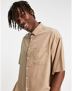 Oversized рубашка из модала выбеленного песочного цвета с короткими рукавами Asos design