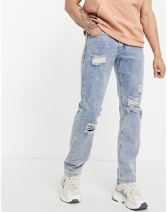 Прямые джинсы винтажного светлого оттенка с эффектом потертости от комплекта Liquor n poker