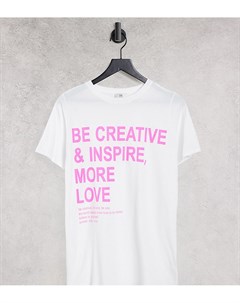 Белая oversized футболка с надписью Be Creative River island petite