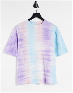 Oversized футболка и резинка для волос из органического хлопка с разноцветным принтом тай дай и необ Chelsea peers