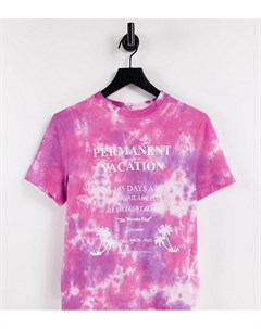 Розовая футболка в винтажном стиле с принтом тай дай от комплекта Unisex Collusion