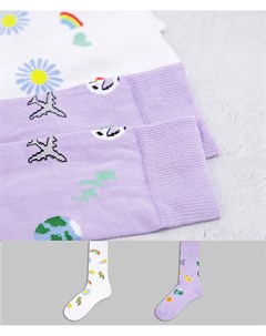 Набор из 2 пар носков со сплошным абстрактным принтом Asos design