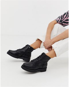 Черные ботинки на платформе со шнуровкой New look