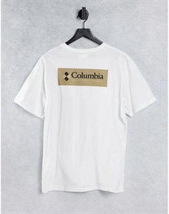 Белая футболка с бежевым принтом на спине North Cascades Columbia