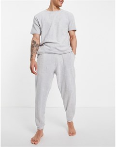 Махровый пижамный комплект для дома из футболки и джоггеров серого цвета Asos design