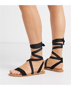 Черные сандалии для широкой стопы с завязками Asos design
