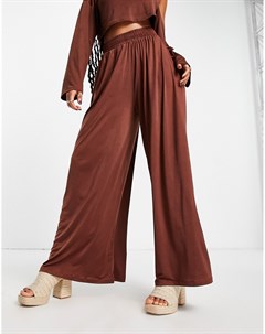 Широкие пляжные брюки коричневого цвета из тонкого трикотажа Выбирай и комбинируй Asos design