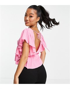 Ярко розовая блузка с оборками на рукавах Y.a.s petite