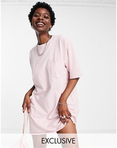 Розовое oversized платье футболка мини Inspired Reclaimed vintage
