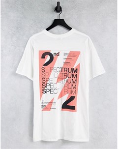 Белая oversized футболка с принтом Spectrum на груди и спине Topman