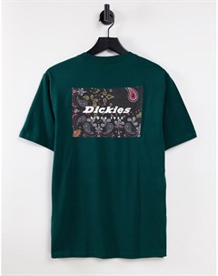 Хвойно зеленая футболка с принтом на спине Reworked Dickies