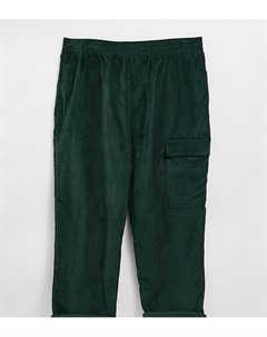 Темно зеленые укороченные вельветовые брюки свободного кроя Plus Asos design