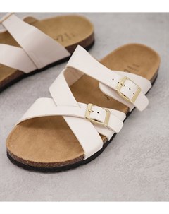 Белые сандалии для широкой стопы с двумя пряжками New look wide fit