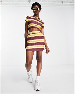 Трикотажная мини юбка в полоску в стиле 70 х от комплекта Inspired Reclaimed vintage