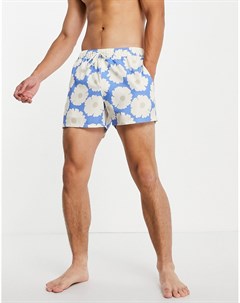 Короткие шорты для плавания из ткани под лен с цветочным принтом Asos design