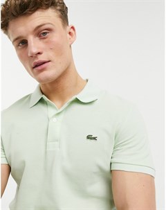 Узкая футболка поло пастельно зеленого цвета из пике Lacoste