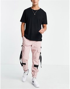 Облегающие брюки карго розового цвета с ремешками Topman