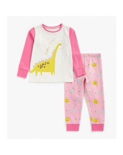 Пижама Маленький динозаврик розовый белый Mothercare