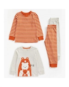 Пижамы Медвежата 2 шт оранжевый серый Mothercare