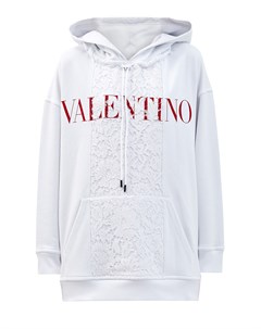 Удлиненное худи из джерси и кружева Heavy Lace Valentino