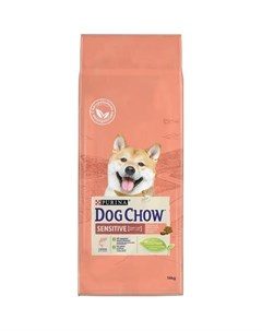 Сухой корм для взрослых собак с чувствительным пищеварением с лососем Пакет 14 кг Dog chow
