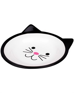 Миска керамическая Мордочка кошки бело черная для кошек 150 мл Черный Керамикарт