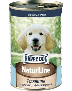 Консервы Natur Line с телятиной печенью сердцем и рисом для щенков 410 г Телятина с печенью сердцем  Happy dog