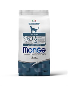 Monoprotein Sterilised Trout сухой корм для стерилизованных кошек с форелью 1 5кг Monge