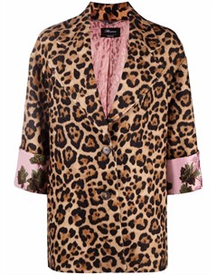 Однобортное пальто с леопардовым принтом Blumarine