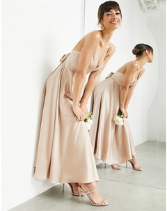 Атласное платье миди карамельного цвета с завязкой на спине Asos edition