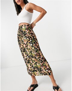Облегающая юбка мидакси со шнуровкой и цветочным принтом Asos design
