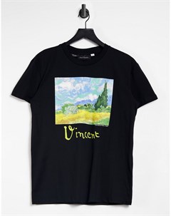 Черная футболка с принтом Van Gogh Topshop