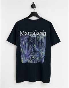Черная футболка с принтом Marrakesh на спине Vintage supply