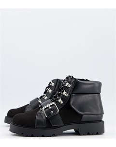 Черные походные ботинки на шнуровке Wide Fit Angelo Asos design