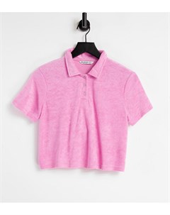 Розовая футболка поло из махровой ткани с короткими рукавами от комплекта Stradivarius
